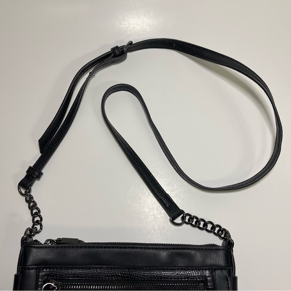 Simply Vera Wang Loren Crossbody Bag Black Faux Leather Adjustable Strap  Zipper - Picture 4 of 13
